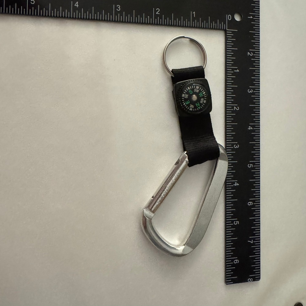 LG Carabiner Clip Keychain Compass Key Ring Silver Not For Climbing